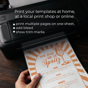 Italian Spritz Bar Menu, Citrus Cocktail Sign, Editable Printable Summer Party Decor Template 027AS-BAME imagem 8