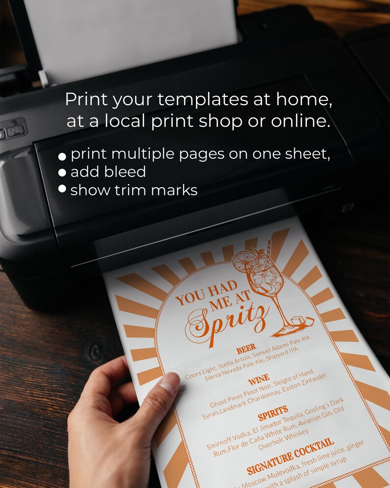 Italian Spritz Bar Menu, Citrus Cocktail Sign, Editable Printable Summer Party Decor Template 027AS-BAME imagem 8