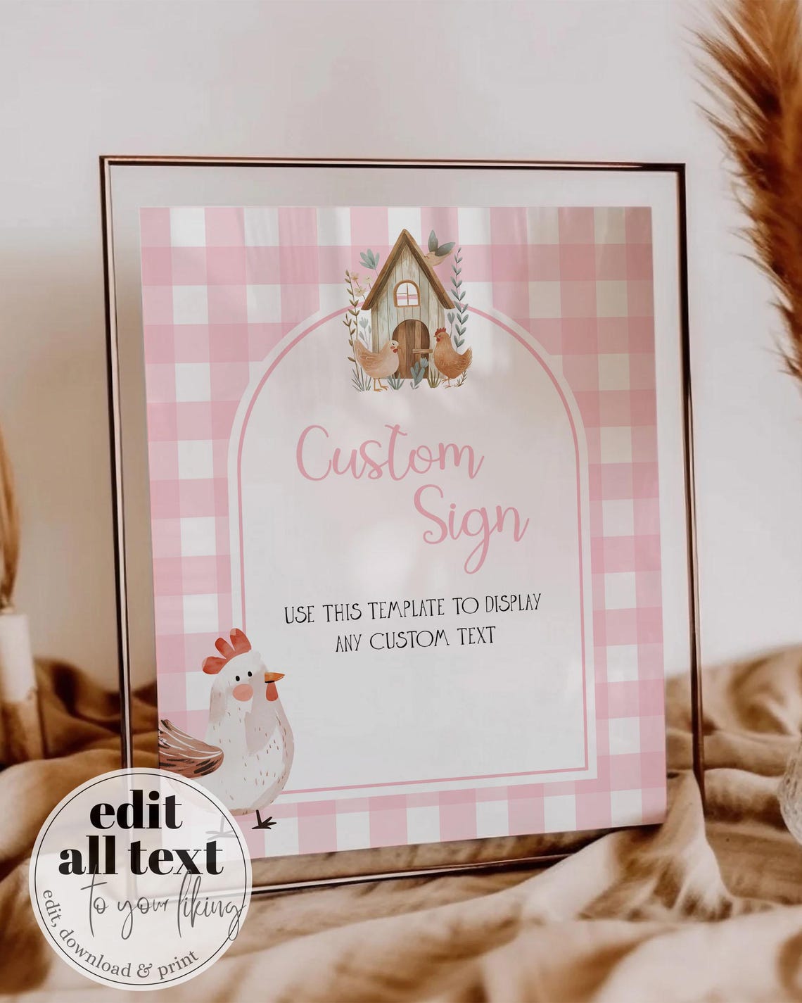 One Cute Chick Custom Sign Template, Editable Chicken Farm Party Animal ...