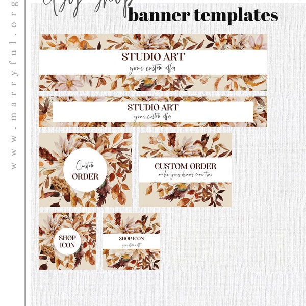 Fall Etsy Shop Banner Kit Template and Branding Icons #067c