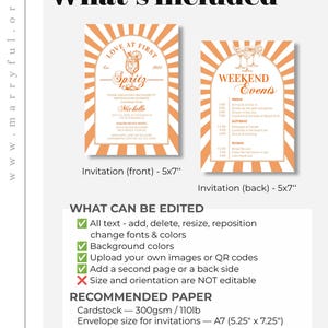Italian Spritz Bachelorette Itinerary, Love at First Spritz Weekend Party Template 027AS-BACHINV image 3