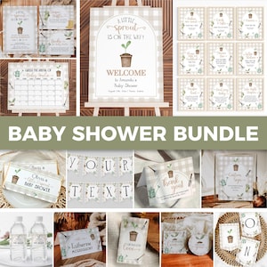 Gender Neutral Little Sprout Baby Shower Bundle Bearbeitbar Mit Liebe gewachsen Baby Sprinkle Coquette Gartendusche Einladen Bundle Template #068