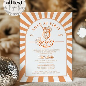 Italian Spritz Bachelorette Itinerary, Love at First Spritz Weekend Party Template 027AS-BACHINV image 12