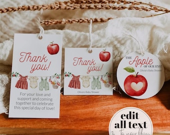 Apple of Our Eye Favor Tags Template, Apple Thank You Labels Printable 093AP-TLST