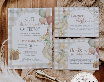 Silly Goose Baby Shower Bundle Template, Gender Neutral Goose Duck Party Decor 004SG-BSINV