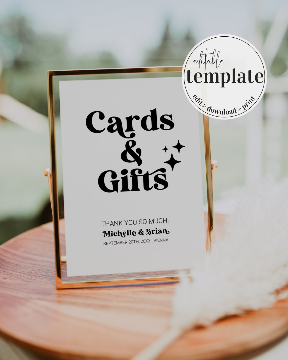 Cards and Gifts Wedding Sign Printable Template for Retro - Etsy