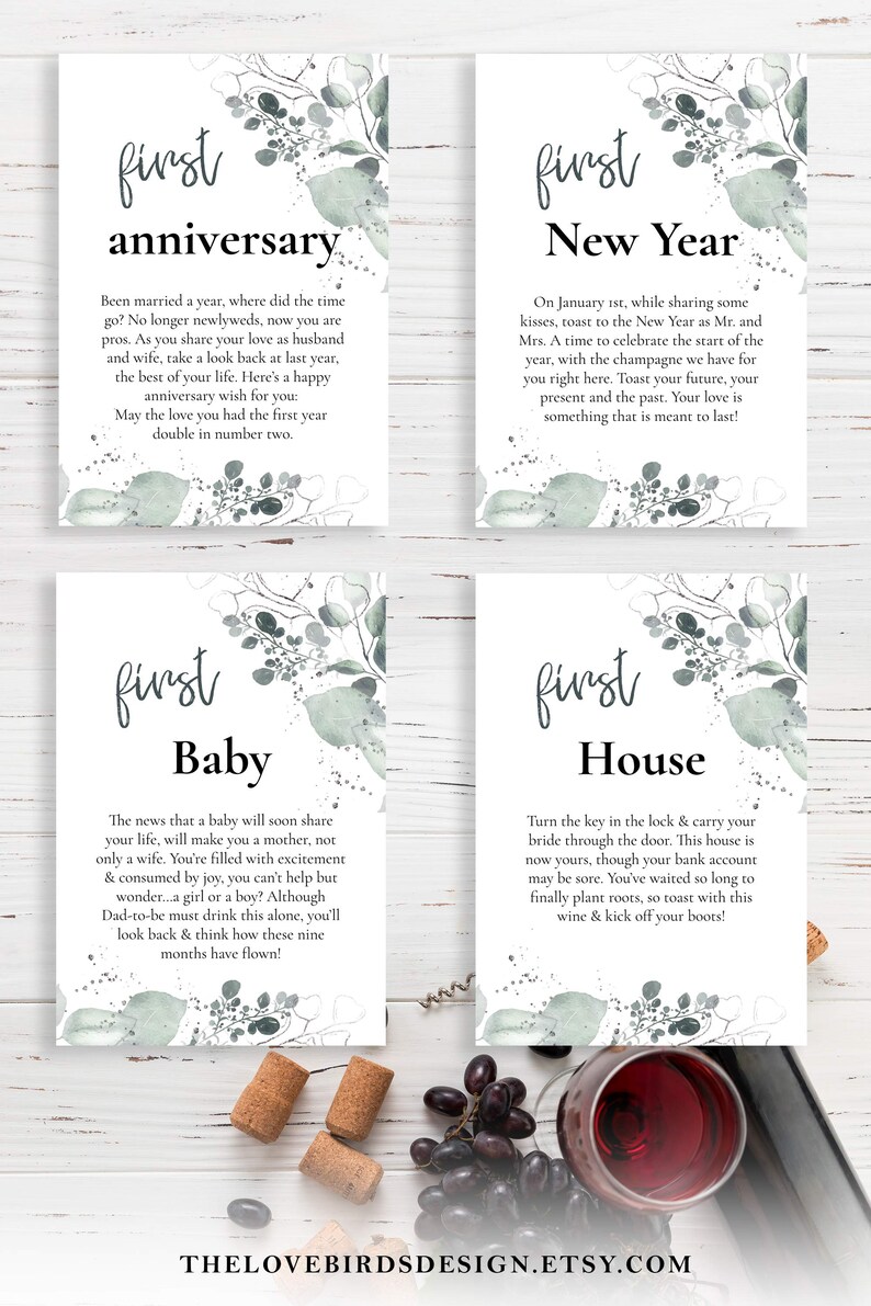 Printable Marriage Milestone Wine Labels A Year of Firsts | Etsy Canada