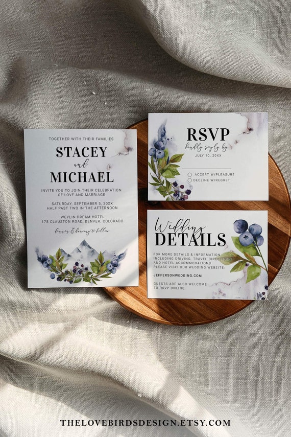 Mountain Wedding Invitation Template Suite To Download And Print.