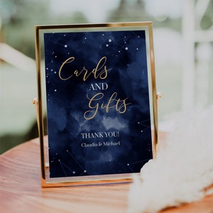 Sterrennacht bruiloft decor kaarten en cadeaus teken voor celestial bruiloft heksen bruids douche of maan babyshower #066