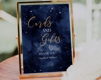 Starry Night Wedding Decor Cards and Gifts Sign for Celestial Wedding Witchy Bridal Shower or Moon Baby Shower #066