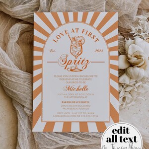 Italian Spritz Bachelorette Itinerary, Love at First Spritz Weekend Party Template 027AS-BACHINV image 17