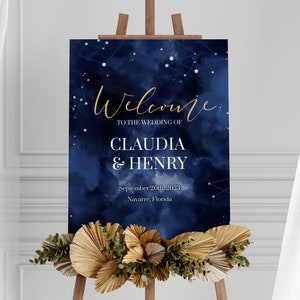 Celestial Wedding Decor for Starry Night Wedding or Galaxy Wedding Welcome Sign #066