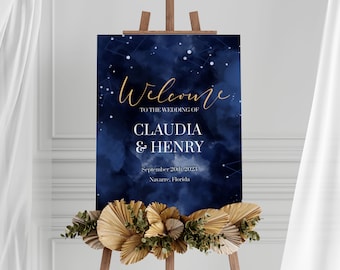 Celestial Wedding Decor for Starry Night Wedding or Galaxy Wedding Welcome Sign #066