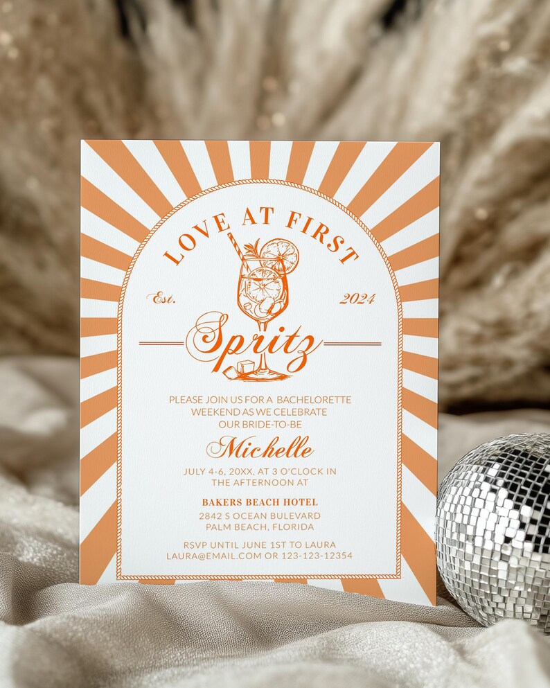 Italian Spritz Bachelorette Itinerary, Love at First Spritz Weekend Party Template 027AS-BACHINV image 15