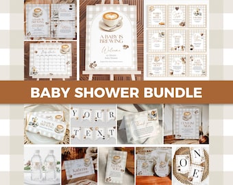 Coffee Baby Shower Bundle Template, A Baby Is Brewing Cafe Brunch Party Decor 088CO-BSBUNDLE