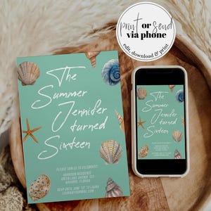 The Summer I turned 30 Birthday Invitation Coastal Summer Beach Teen Girls Birthday Invitation Sixteen Bday Printable Party Template #021