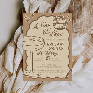 Espresso Martini 30th Birthday Invitation, Tini Bit Older Cocktail Party Template 070BR-BINV