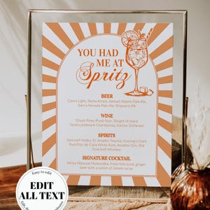Italian Spritz Bar Menu, Citrus Cocktail Sign, Editable Printable Summer Party Decor Template 027AS-BAME imagem 13