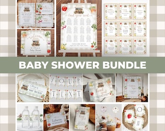 Locally Grown Baby Shower Bundle, Farmers Market Complete Stationery Party Set, Editable Template 003LC-BSBUNDLE