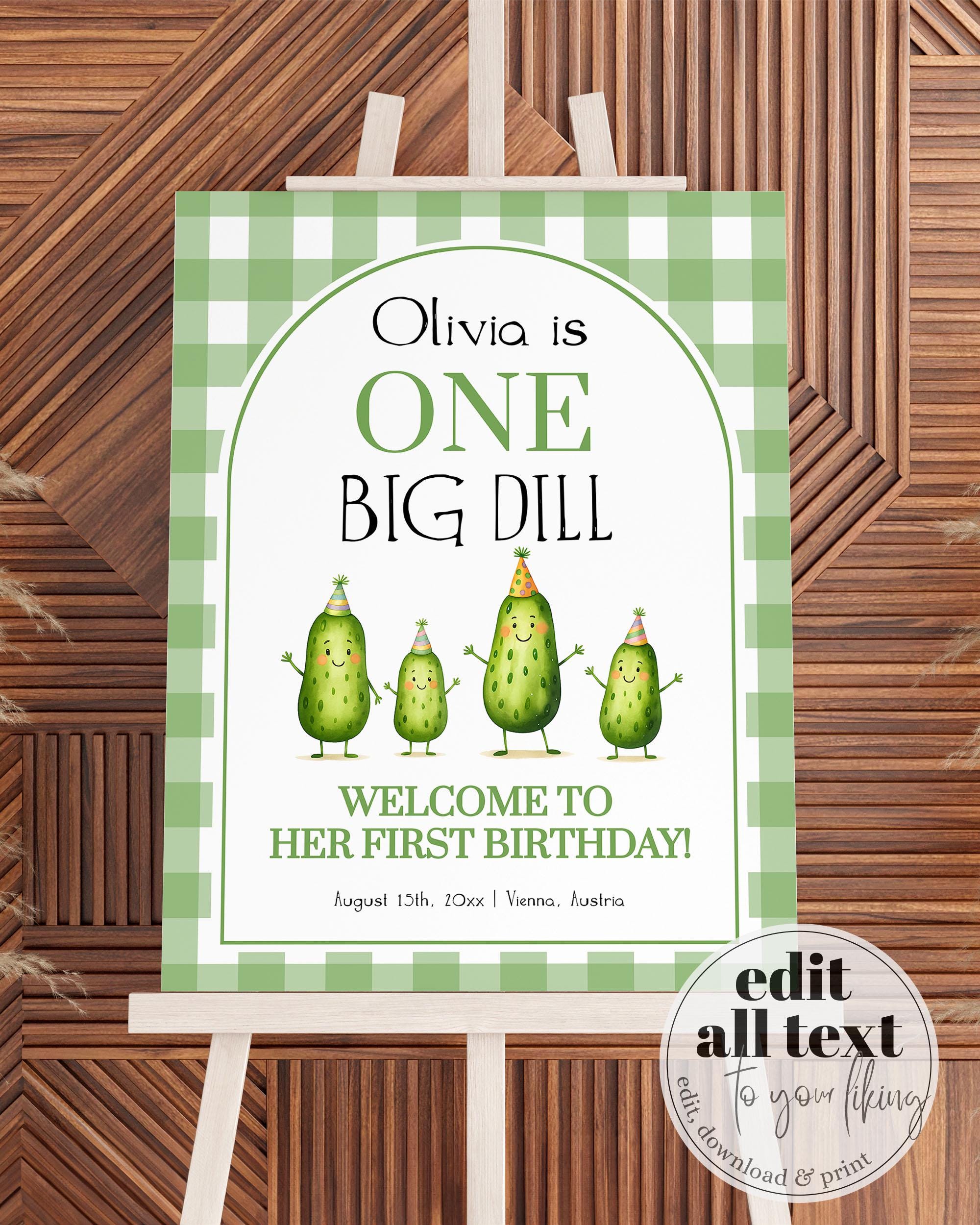 Homemade Pickle Sign One Big Dill Pickle Welcome Sign, First Birthday Pickle Party Decor ...