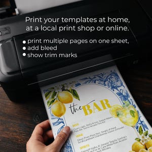 Limoncello Spritz Bar Menu Template, Citrus Lemon Amalfi Coast Bridal Shower Sign 102LE-BAME image 9