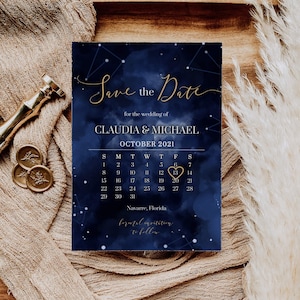 Calendario Save the Date per matrimonio celeste, modello di Save the Date per luna stregata #066
