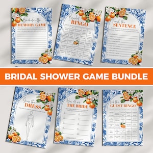 Blau Orange Tile Brautparty Game Templates #072