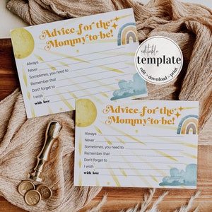Aquí viene el baby shower del hijo: consejos para la futura mamá Tarjeta de juego / Plantilla imprimible para un baby shower soleado o una revelación de género n.° 065a