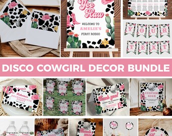 Disco Cowgirl Party Bundle, Space Cowgirl Bachelorette Decorations Printable Set 022PIDC-BACHBUNDLE