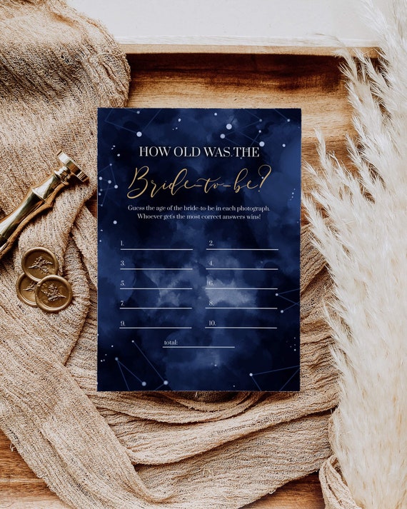 Celestial Bridal Shower Game How Old Was the Bride to Be Etsy