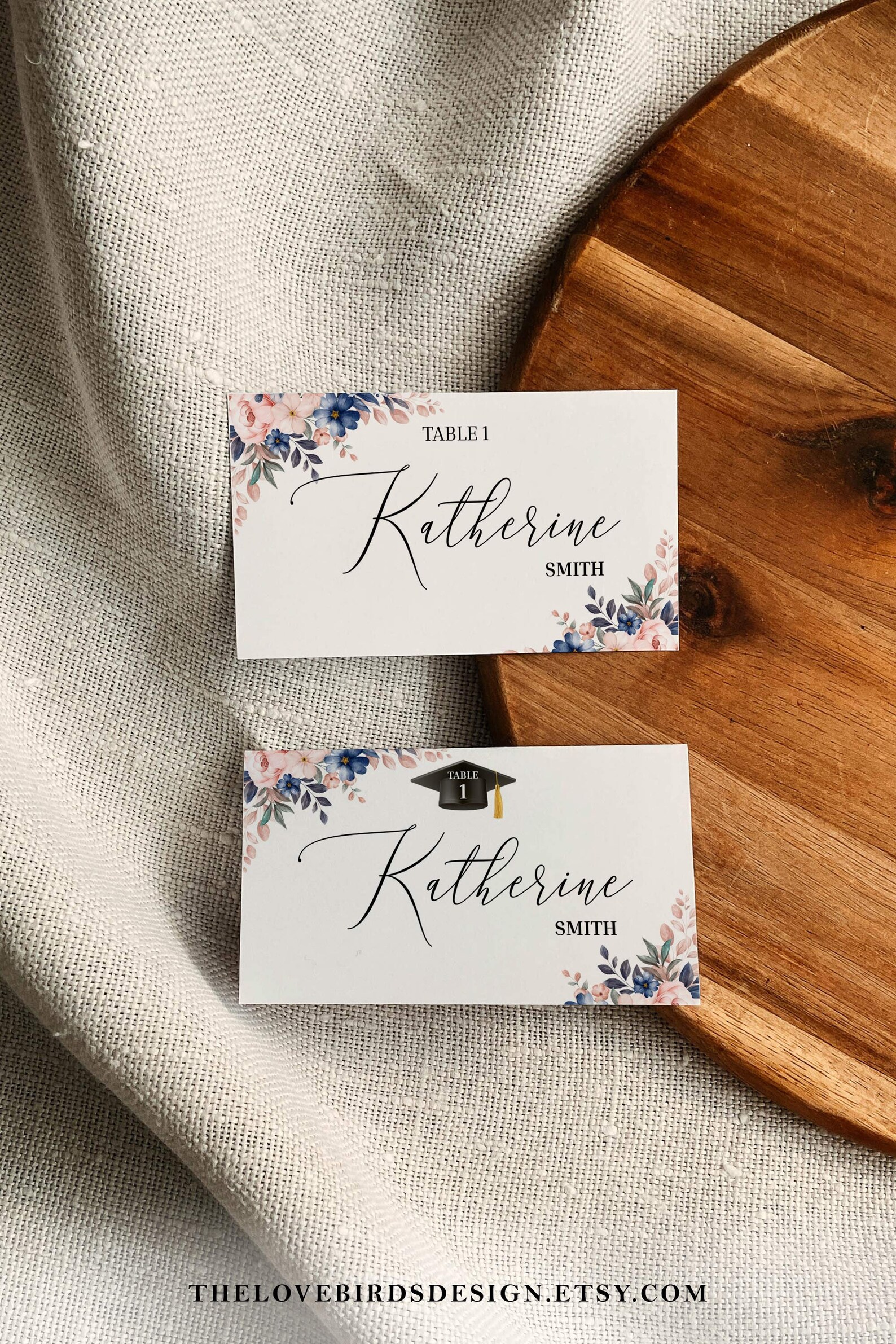 College Graduation Place Cards Template Floral Graduation | Etsy