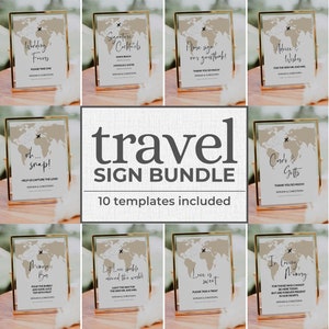 Destination Wedding Sign Bundle | Travel Wedding Decorations | Editable Passport Sign | Boarding Pass Poster | Printable Template #072w