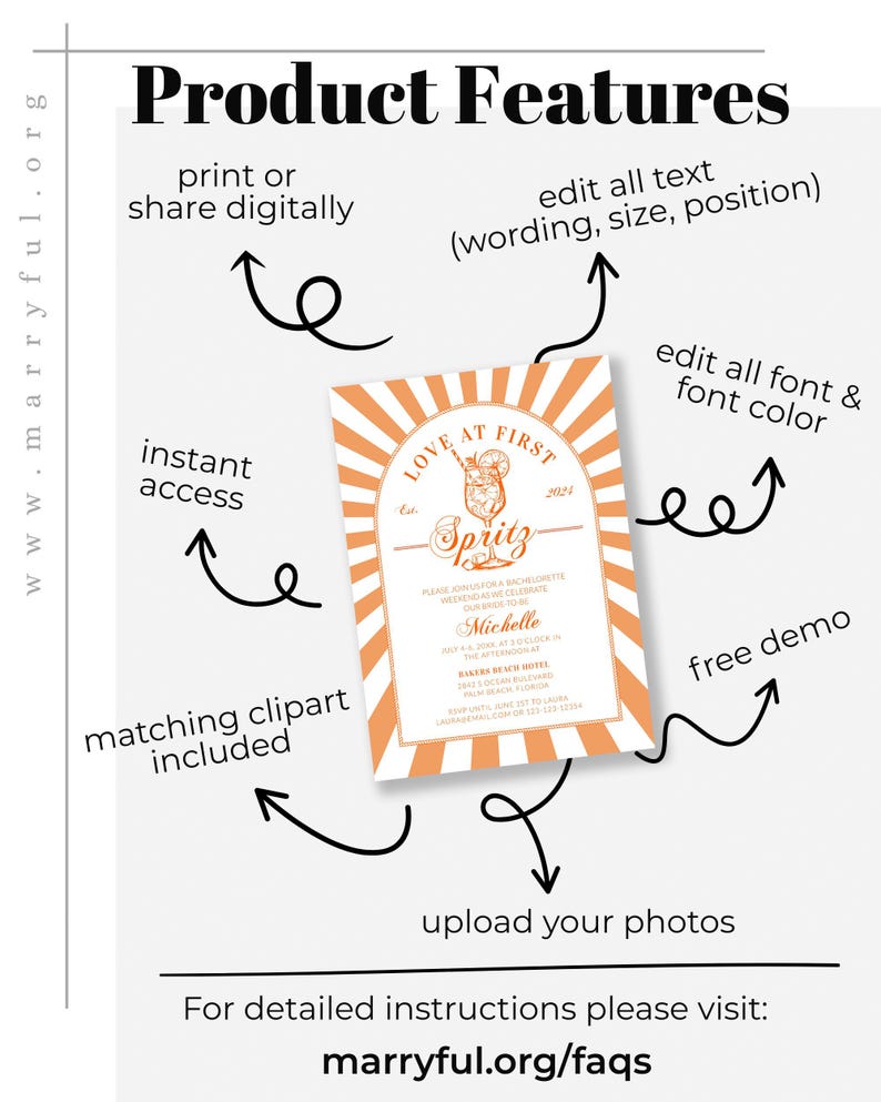 Italian Spritz Bachelorette Itinerary, Love at First Spritz Weekend Party Template 027AS-BACHINV image 4