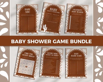 Cielito Lindo Baby Shower Games Bundle Template, Beige Brown Mexican Fiesta Games 001CL-BSGAMEB