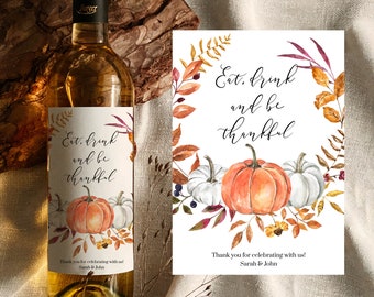 Friendsgiving Wine Label Guest Favor for Thanksgiving Wine Lovers Unique & Funny Gift for Neighbors Friends Family #067