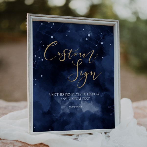 Custom Sign for Celestial Wedding Bridal- or Baby Shower, 8x10 portrait or landscape editable template instant download #066