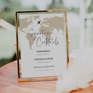 Signature Cocktail-Zeichen Druckbare Vorlage für Hochzeit oder Feier zum Thema Hochzeit #072w