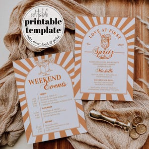 Italian Spritz Bachelorette Itinerary, Love at First Spritz Weekend Party Template 027AS-BACHINV image 2