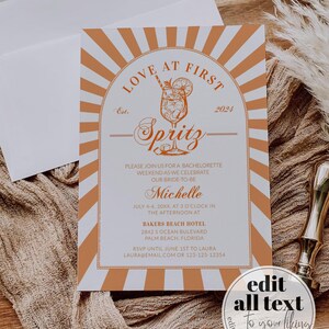 Italian Spritz Bachelorette Itinerary, Love at First Spritz Weekend Party Template 027AS-BACHINV image 14