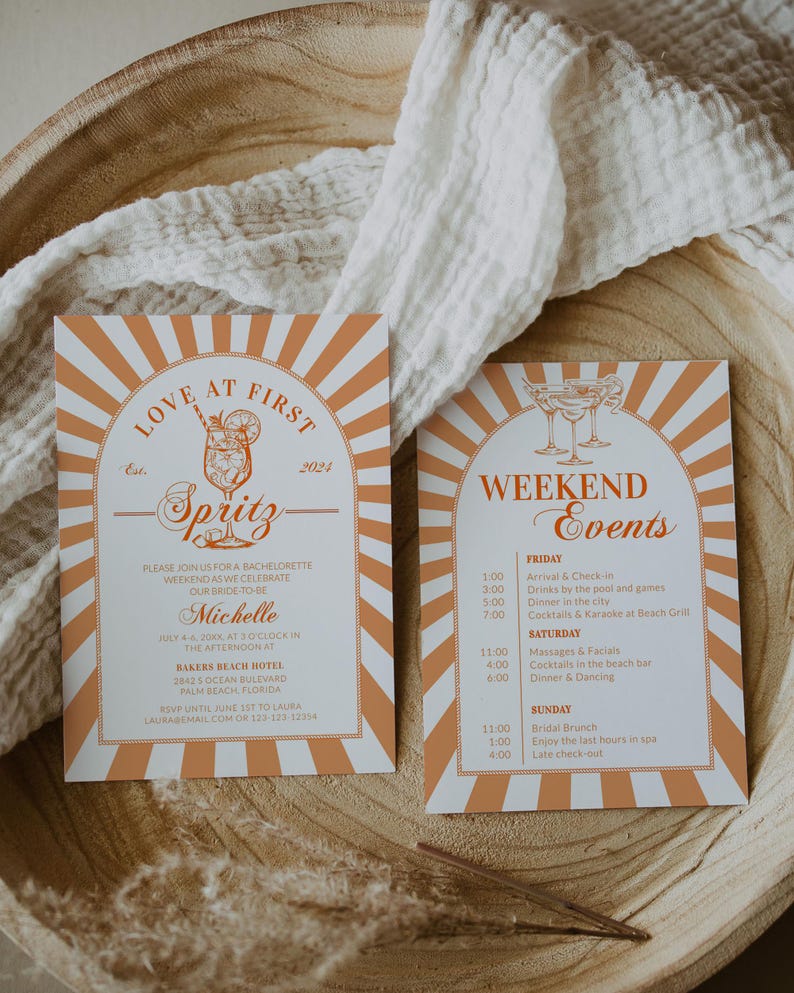 Italian Spritz Bachelorette Itinerary, Love at First Spritz Weekend Party Template 027AS-BACHINV image 13