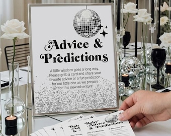 Disco Baby Shower Game Template, Advice Predictions Cards, Matching Sign, Groovy Keepsake Activity 065D-GAME