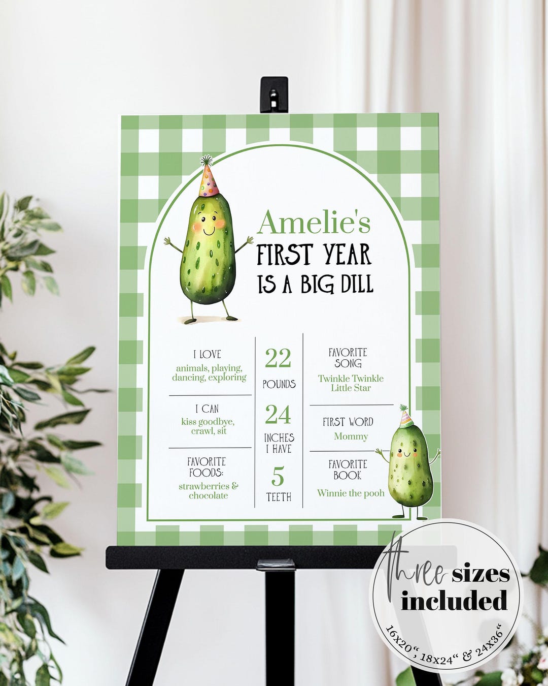 Homemade Pickle Sign One Big Dill Pickle Milestone Sign, Pickled First Birthday Gender ...