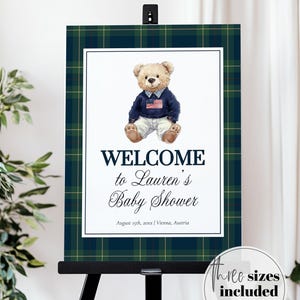 Vintage Polo Teddy-Babyparty-Willkommens-Schild, Lauren-Babyparty-Dekorationsschild Jungen, Luxusbär-Baby-Schuh Willkommensschild-Vorlage #068