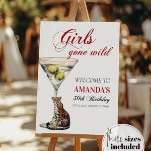 Party Animals Welcome Sign Template for 30th Birthday Party Girls Gone Wild Birthday Sign Mob Wife Martini and Cheetah Printable #072