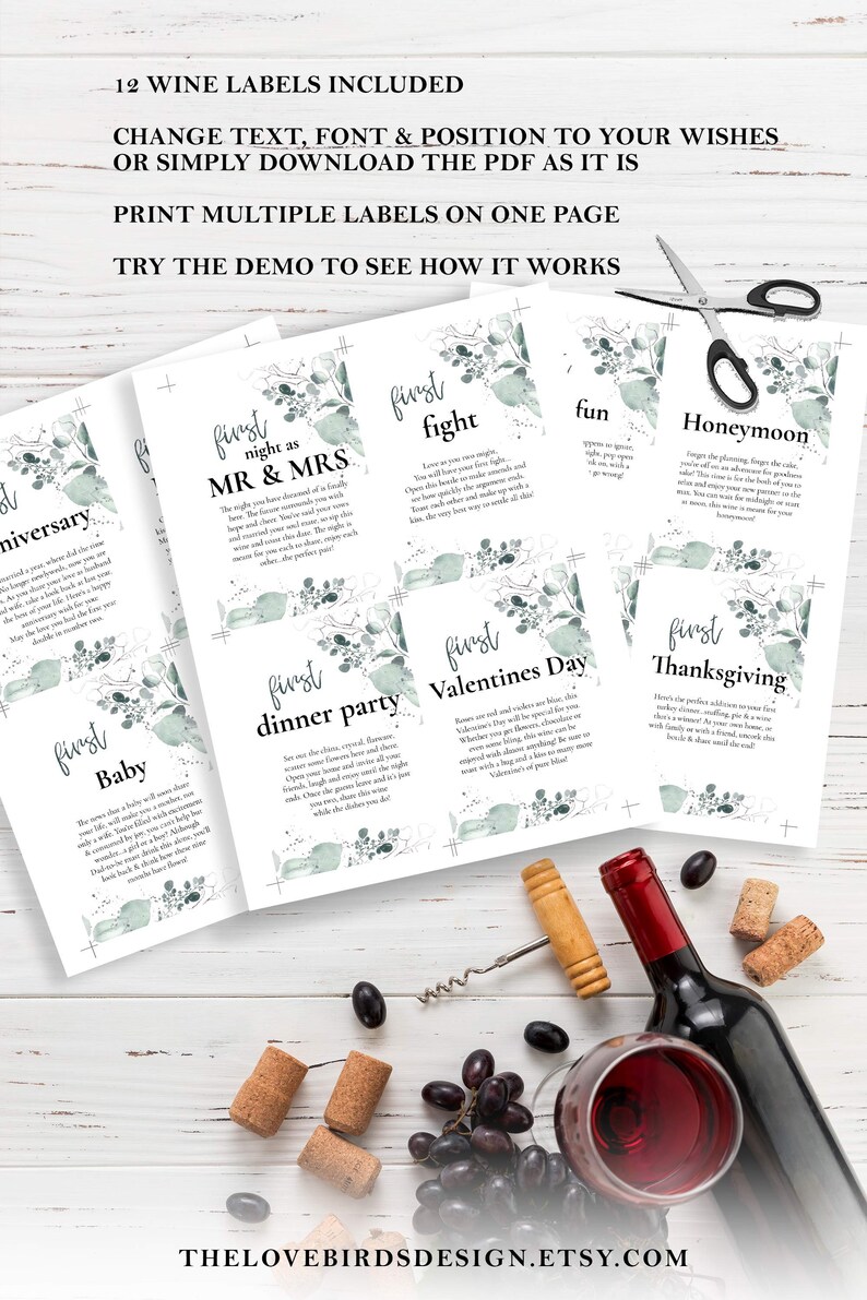 Marriage First Year Milestone Labels Free Printable