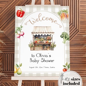 Locally Grown Welcome Sign Baby Shower Decorations for Farmers Market Stand Gender Reveal or Birthday Decor, Fruit Shower Sign Template #068