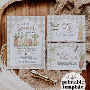 A Little Sprout babyshower uitnodiging Suite Grown with LOVE babyfeestje voor boerenmarkt of lokaal geteelde douche afdrukbare sjabloon #068