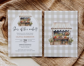 Fresh Off the Market Bridal Shower Invite, Farmers Market Bridal Shower Invitation, Summer Couples Wedding Shower Printable Template #068