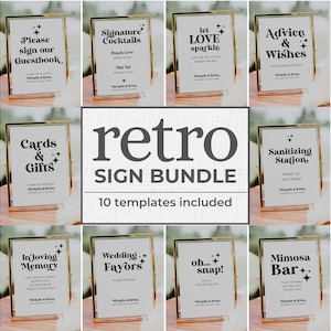 Editable Retro Wedding Sign Bundle | Groovy Disco Wedding Signage, 70s Wedding Decorations, Custom Decor Sign Set, Printable Template  #065b