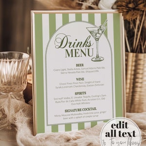 Martini i Bikini Bachelorette Cocktail Menu, Dirty Martini Drinks Menu Template, Bar Menu for Beach Bachelorette or 30th Birthday #072